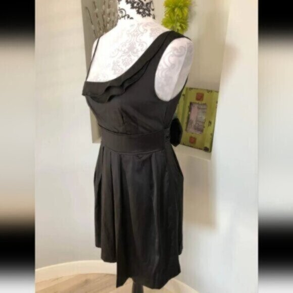 Vintage Y2K Black Satin Mini Dress Size 4 Women's - Picture 5 of 12